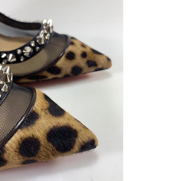 Galativi 85mm Leopard Print Pony Spiked Mesh Pumps heels D576 - Picture 4 of 12